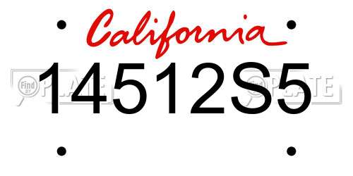 14512S5 California License Plate