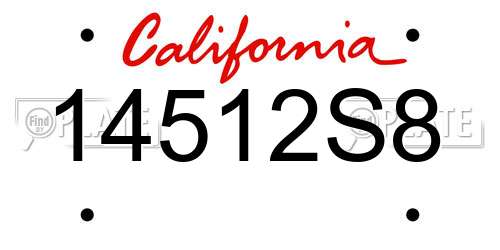 14512S8 California License Plate
