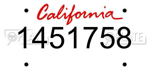 1451758 California License Plate