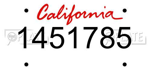 1451785 California License Plate