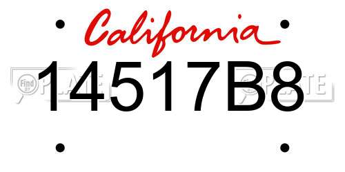14517B8 California License Plate
