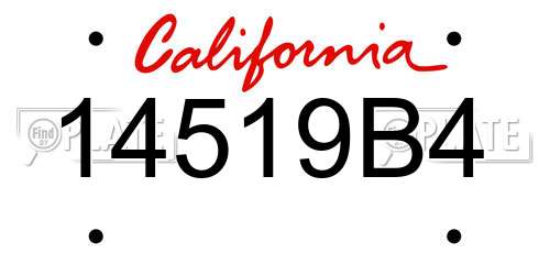 14519B4 California License Plate