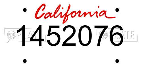 1452076 California License Plate