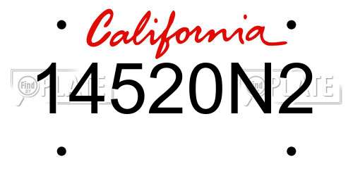 14520N2 California License Plate