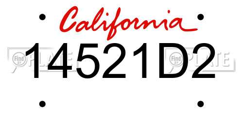 14521D2 California License Plate