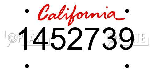 1452739 California License Plate
