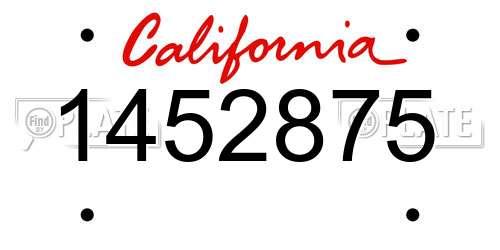 1452875 California License Plate