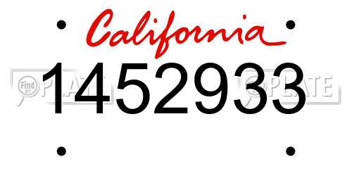 1452933 California License Plate