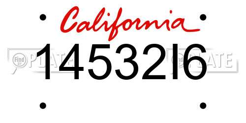 14532I6 California License Plate