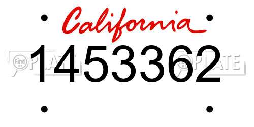 1453362 California License Plate
