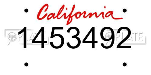 1453492 California License Plate