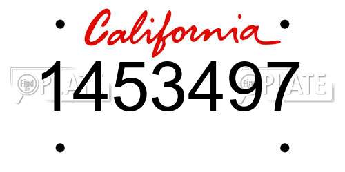 1453497 California License Plate
