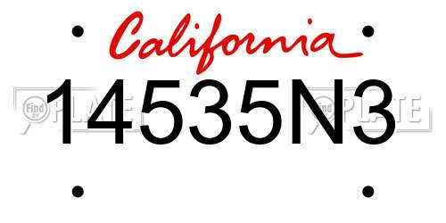 14535N3 California License Plate