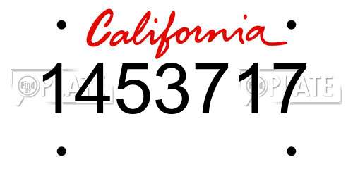 1453717 California License Plate