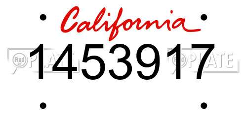 1453917 California License Plate