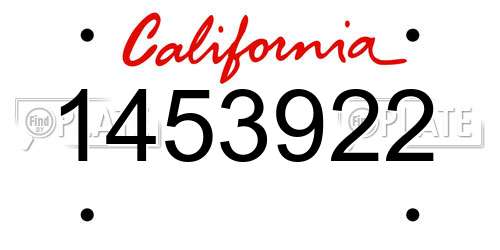1453922 California License Plate