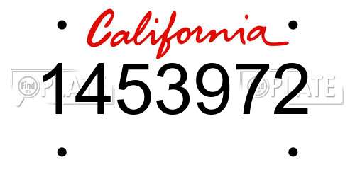1453972 California License Plate