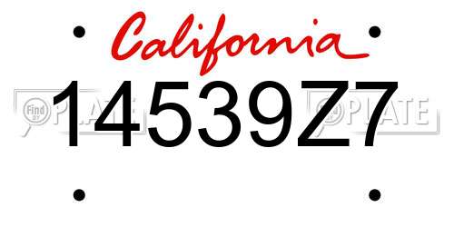 14539Z7 California License Plate