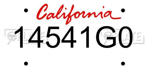 14541G0 California License Plate