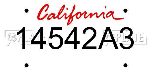 14542A3 California License Plate