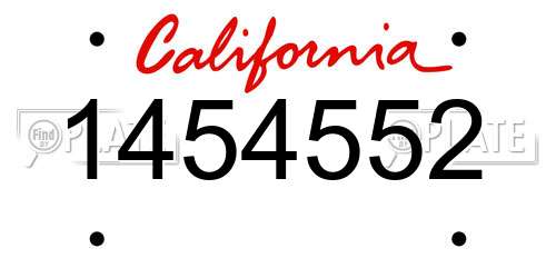 1454552 California License Plate