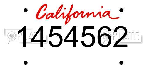 1454562 California License Plate