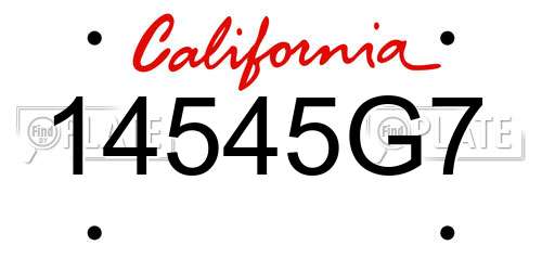 14545G7 California License Plate