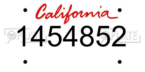 1454852 California License Plate