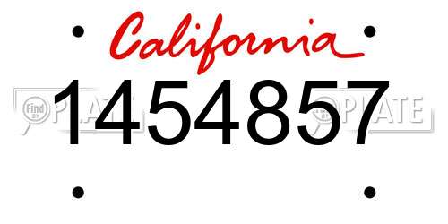 1454857 California License Plate
