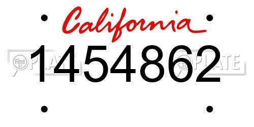 1454862 California License Plate