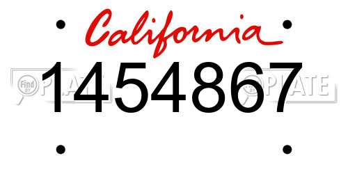 1454867 California License Plate