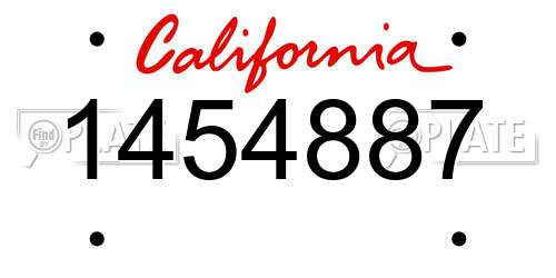 1454887 California License Plate