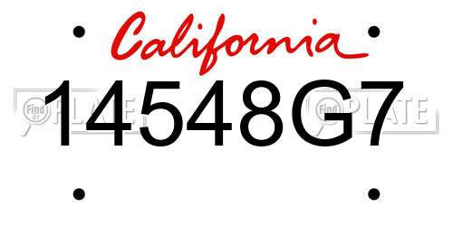 14548G7 California License Plate