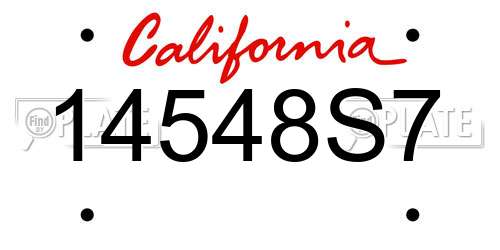 14548S7 California License Plate