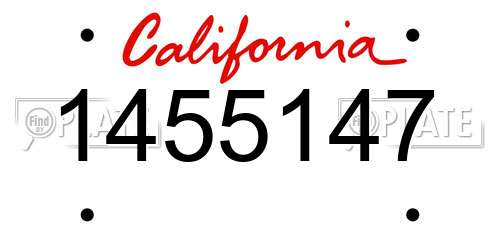 1455147 California License Plate