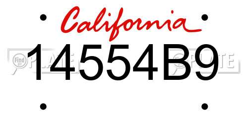 14554B9 California License Plate