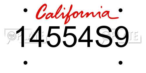 14554S9 California License Plate