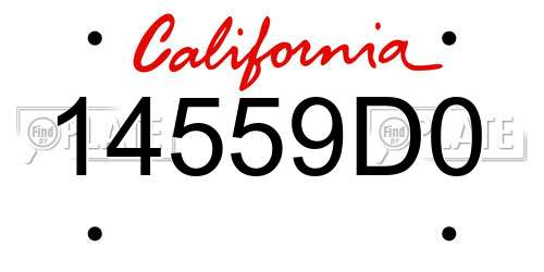 14559D0 California License Plate