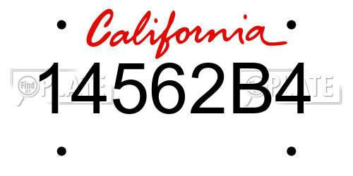 14562B4 California License Plate