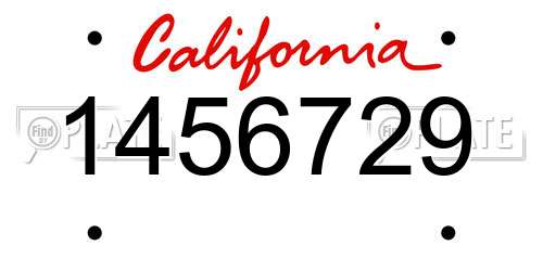 1456729 California License Plate