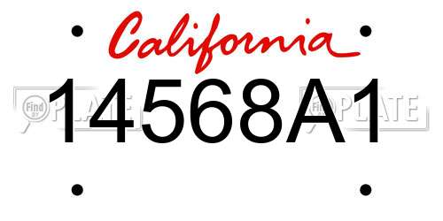 14568A1 California License Plate