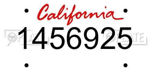 1456925 California License Plate