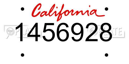 1456928 California License Plate