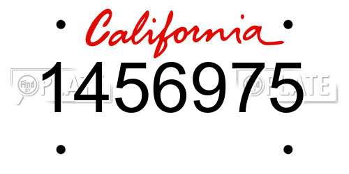 1456975 California License Plate