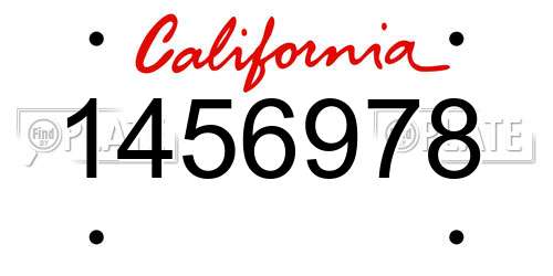 1456978 California License Plate