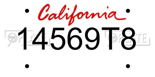 14569T8 California License Plate