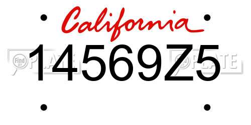 14569Z5 California License Plate