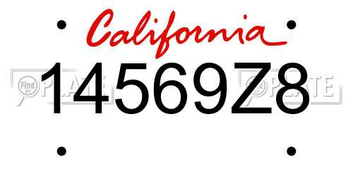 14569Z8 California License Plate