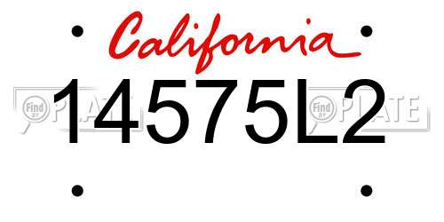 14575L2 California License Plate