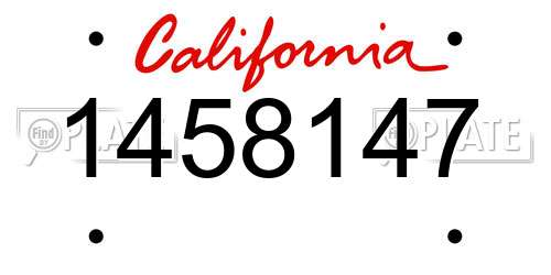 1458147 California License Plate